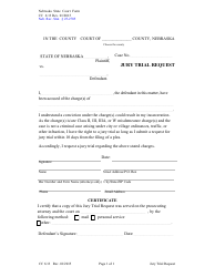 Document preview: Form CC6:13 Jury Trial Request - Nebraska