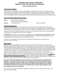 Formal Electric and Natural Gas Complaint - Michigan