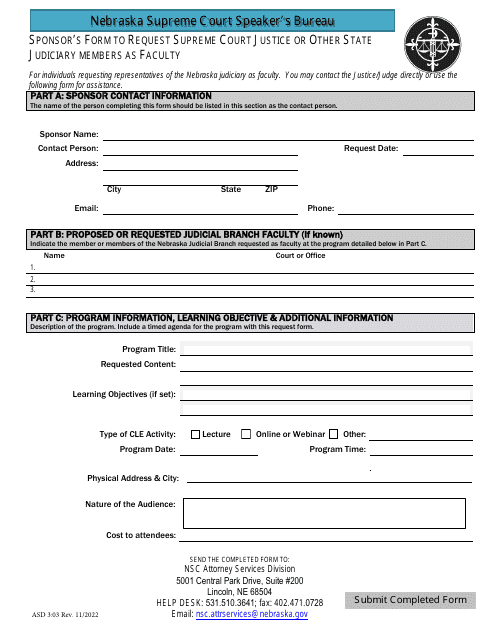 Form ASD3:03  Printable Pdf