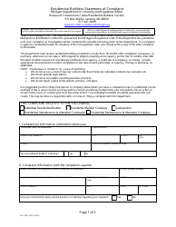 Form BCC-RBS-100 Residential Builders - Statement of Complaint - Michigan, Page 2