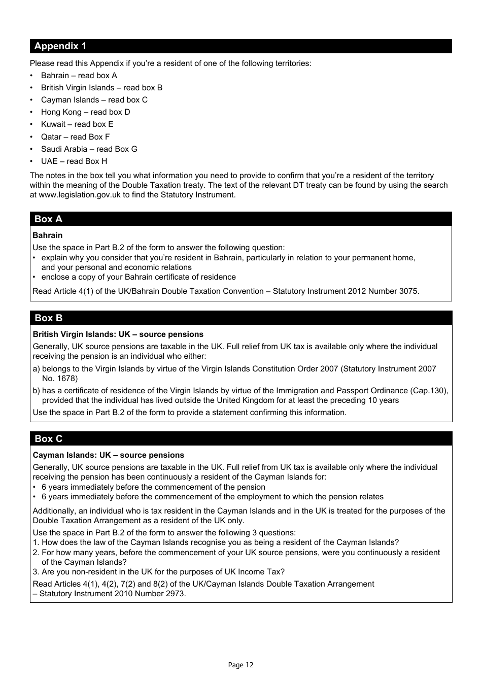 Form DT-INDIVIDUAL Double Taxation Treaty Relief - United Kingdom, Page 12