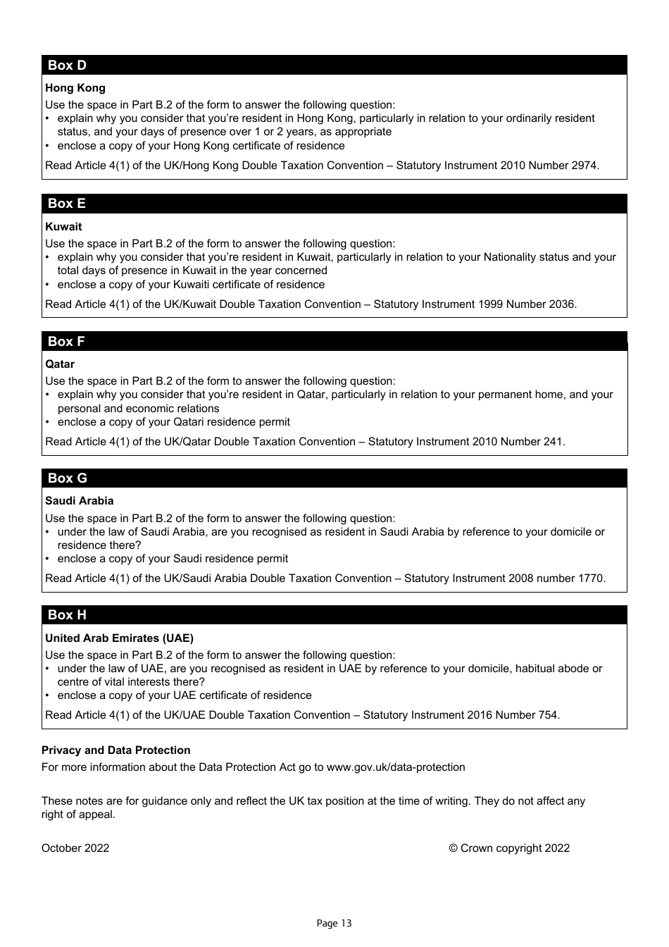 Form DT-INDIVIDUAL Double Taxation Treaty Relief - United Kingdom, Page 13
