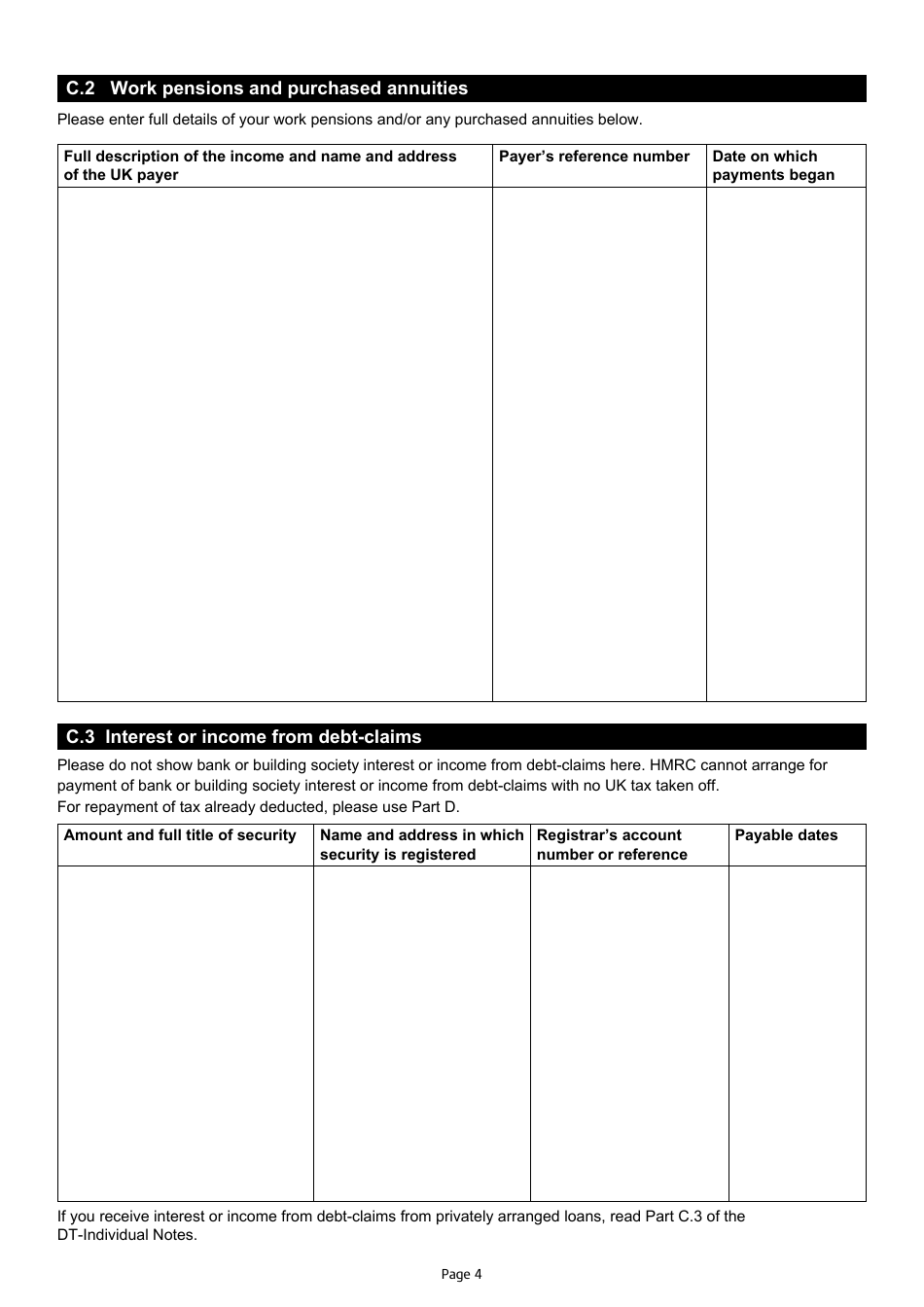 Form DT-INDIVIDUAL Double Taxation Treaty Relief - United Kingdom, Page 4