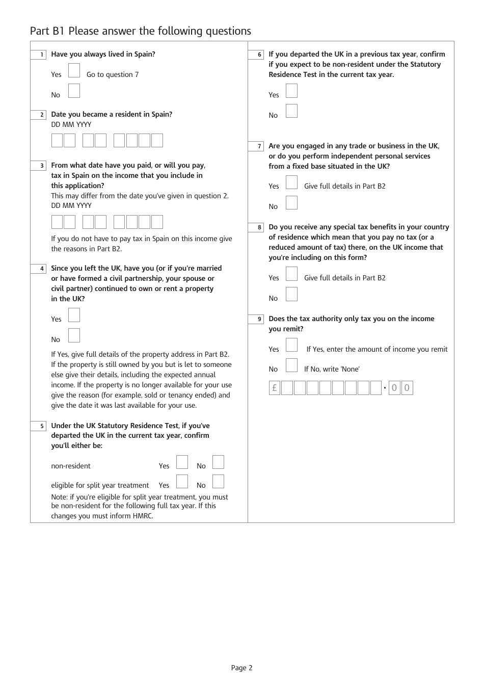 Form DT-INDIVIDUAL SPAIN Application for Relief at Source From UK Income Tax and Claim for Repayment of UK Income Tax - United Kingdom, Page 2