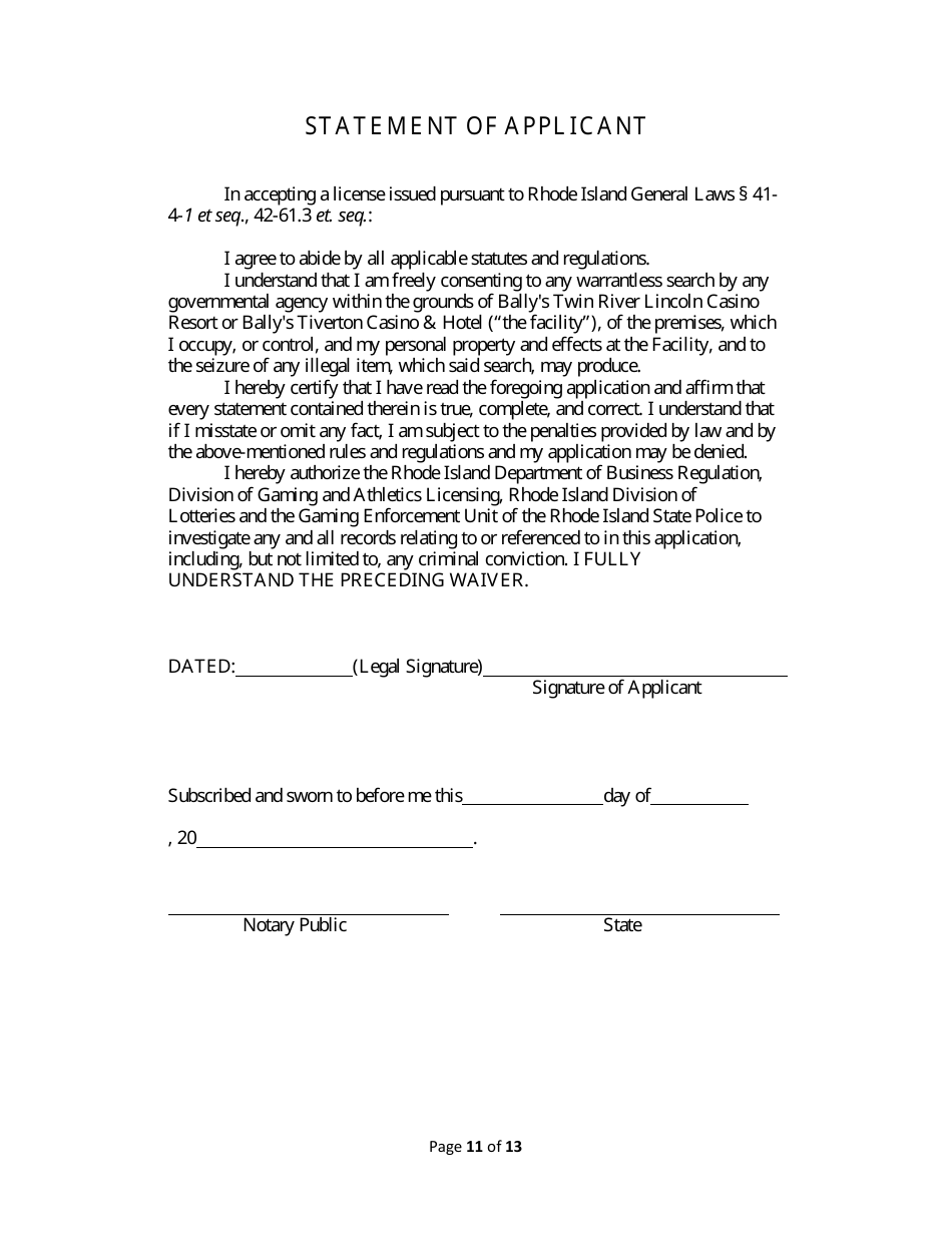 Service Employee Appication - Rhode Island, Page 11