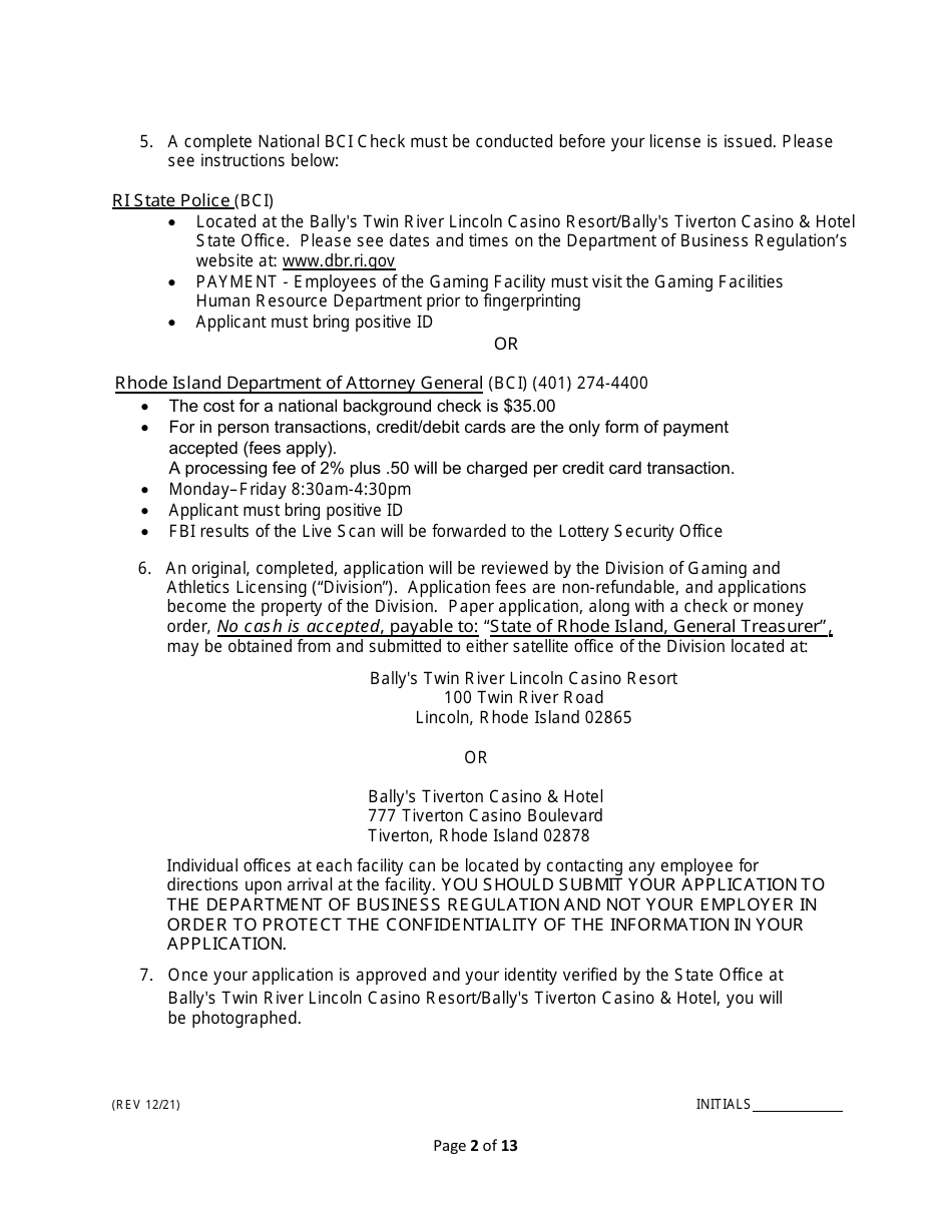 Service Employee Appication - Rhode Island, Page 2