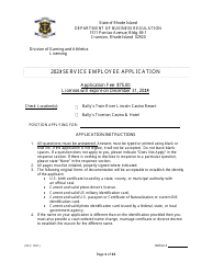 Document preview: Service Employee Appication - Rhode Island, 2023
