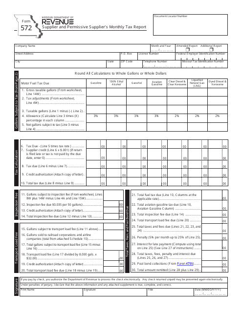 Form 572  Printable Pdf