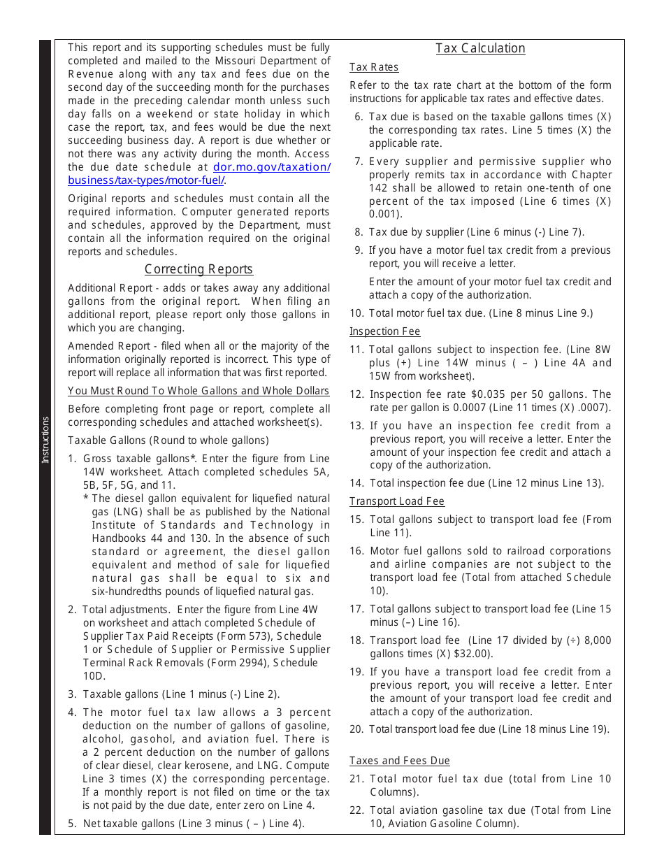 Form 572 Supplier and Permissive Suppliers Monthly Tax Report - Missouri, Page 3