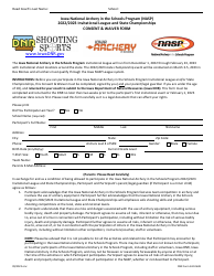 DNR Form 542-0638 Invitational League and State Championships Consent &amp; Waiver Form - Iowa National Archery in the Schools Program (Nasp) - Iowa