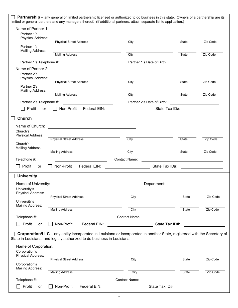 Form CCL25R Application for License to Operate a Residential Home, Child Placing Agency, Maternity Home, or Juvenile Detention Facility - Louisiana, Page 2