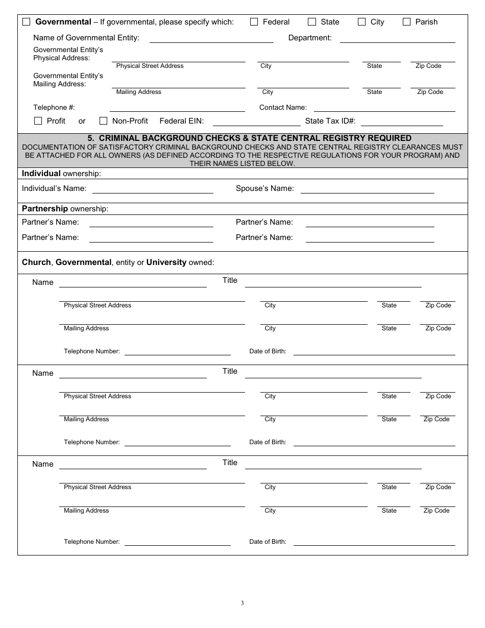 Form CCL25R Application for License to Operate a Residential Home, Child Placing Agency, Maternity Home, or Juvenile Detention Facility - Louisiana, Page 3