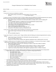 Document preview: Change of Information Form for Residential Home Providers - Louisiana