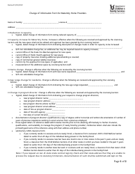 Document preview: Change of Information Form for Maternity Home Providers - Louisiana