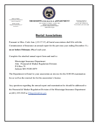 Burial Associations Annual Statement - Mississippi