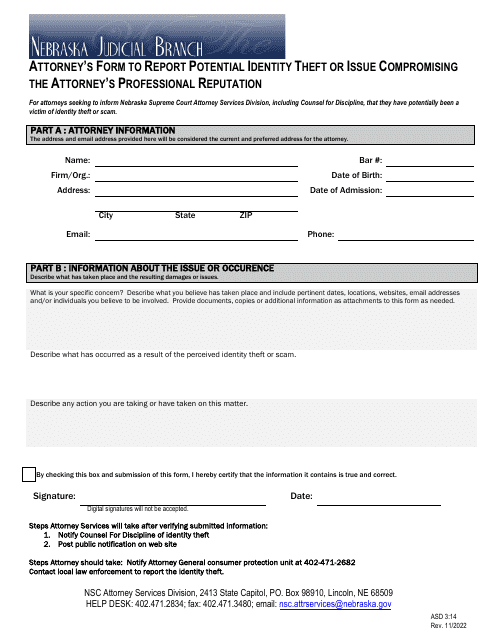 Form ASD3:14  Printable Pdf