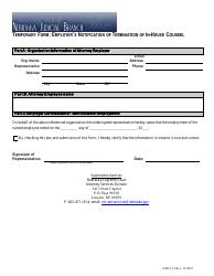Document preview: Form ASD3:21 Temporary Form: Employer's Notification of Termination of in-House Counsel - Nebraska