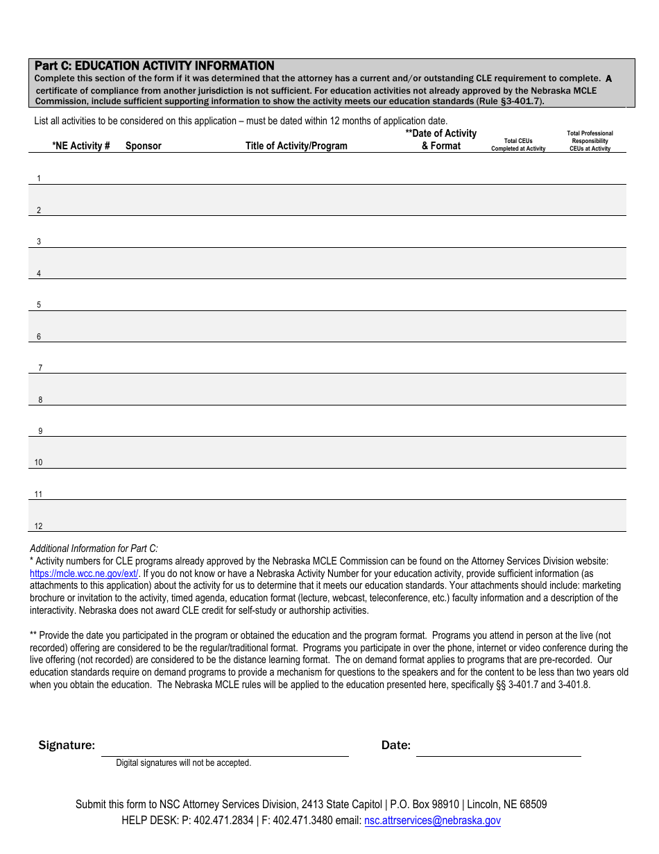 Form ASD3:04 Attorneys Form to Request a Reinstatement of Membership Status (From suspended to Inactive and From suspended to Active) - Nebraska, Page 2