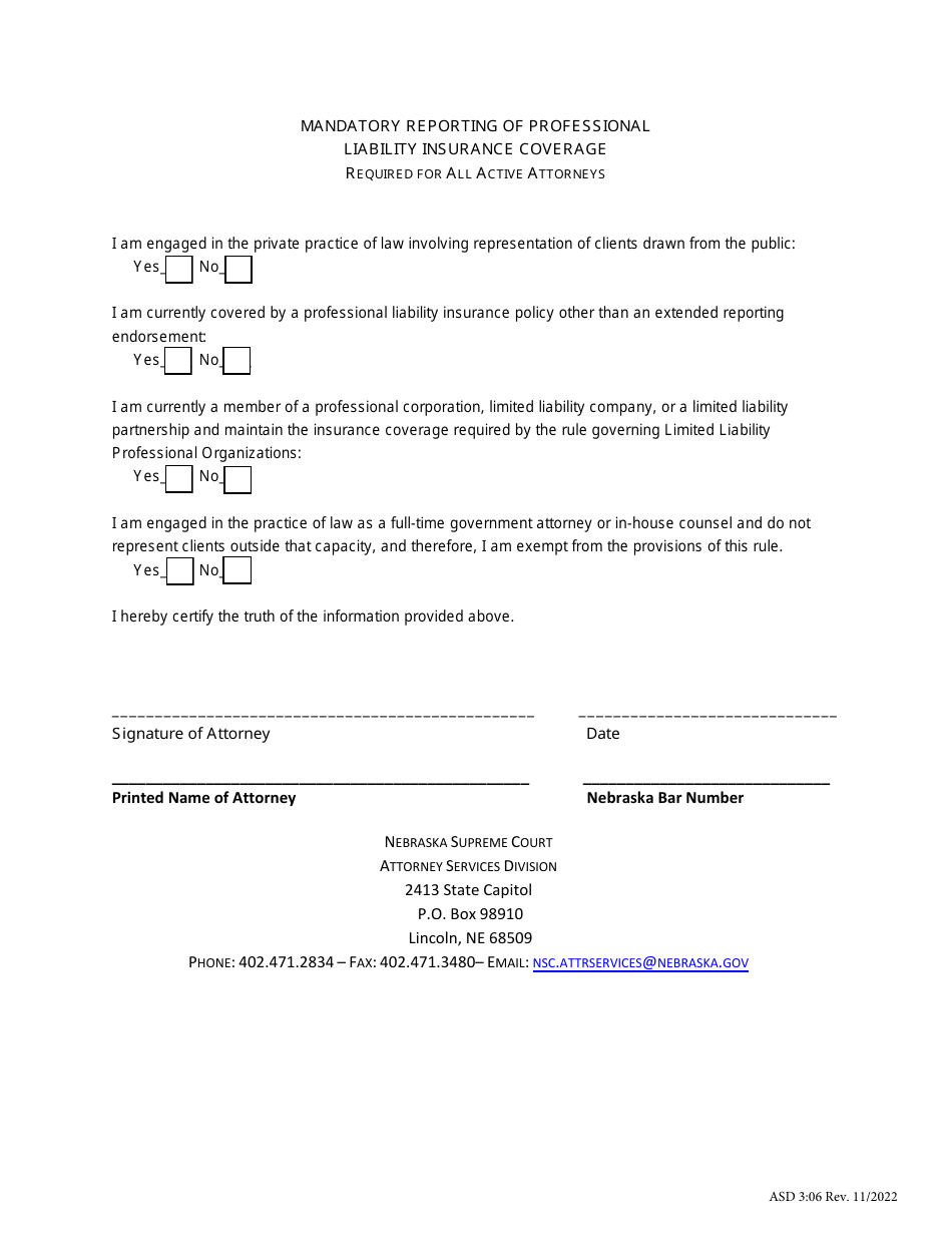 Form ASD3:06 Attorneys Form to Request a Transfer of Membership Status (inactive to Active and active to Inactive) - Nebraska, Page 4