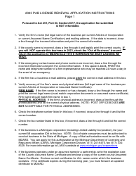 Document preview: Instructions for Pesticide Applicator's Business License Renewal - Michigan