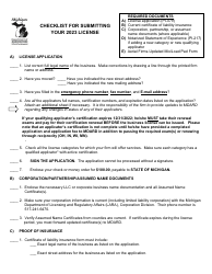 Document preview: Pesticide Applicator's Business License Checklist - Michigan, 2023