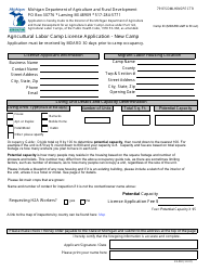 Form ES-002 Agricultural Labor Camp License Application - New Camp - Michigan