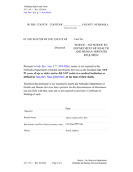 Document preview: Form CC15:5.1 Notice - No Notice to Department of Health and Human Services Required - Nebraska