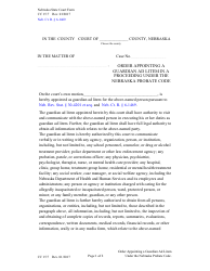 Document preview: Form CC15:7 Order Appointing a Guardian Ad Litem in a Proceeding Under the Nebraska Probate Code - Nebraska