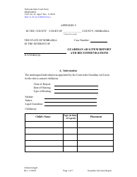 Document preview: Form CH6ART14APP9 Appendix 9 Guardian Ad Litem Report and Recommendations - Nebraska