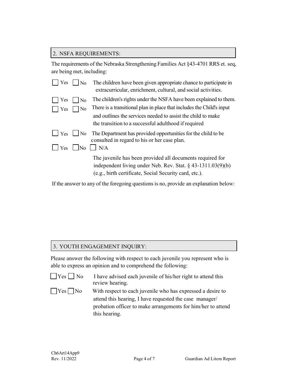 Form CH6ART14APP9 Appendix 9 Guardian Ad Litem Report and Recommendations - Nebraska, Page 4