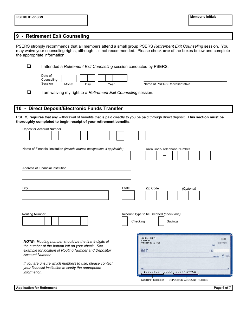 Form PSRS-8 Application for Retirement - Pennsylvania, Page 8