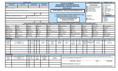 Form CVO-162 Schedule C/E Supplemental Application Schedule - International Registration Plan - Vermont