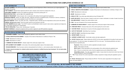 Form CVO-162 Schedule C/E Supplemental Application Schedule - International Registration Plan - Vermont, Page 2