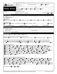 Form DOH210-060 Reporting Form - Human Rabies - Washington