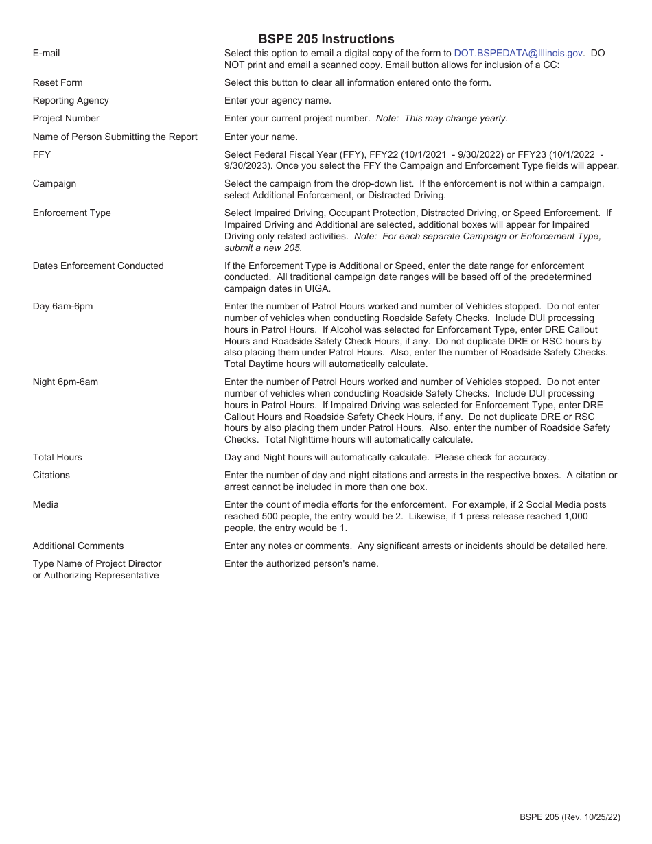 Form BSPE205 Mobilizations Data Collection - Illinois, Page 2