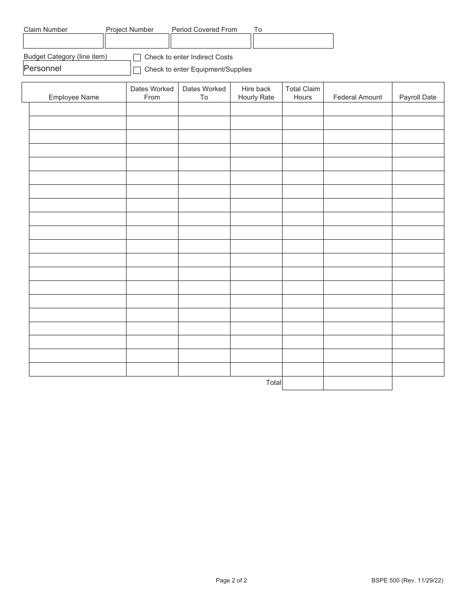 Form BSPE500 Step Claim for Reimbursement - Illinois, Page 2