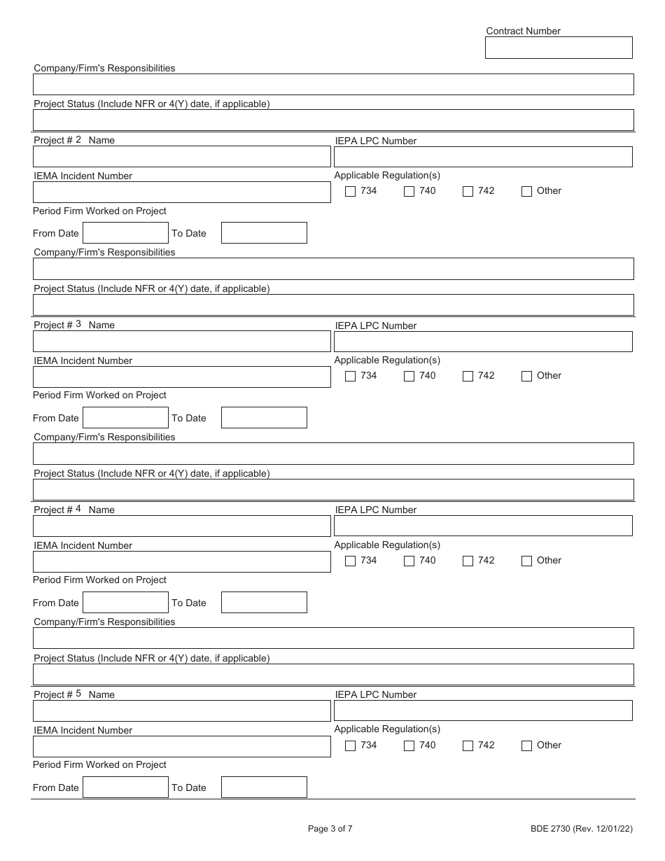 Form BDE2730 Regulated Substances Pre-construction Plan (Rspcp) - Illinois, Page 3