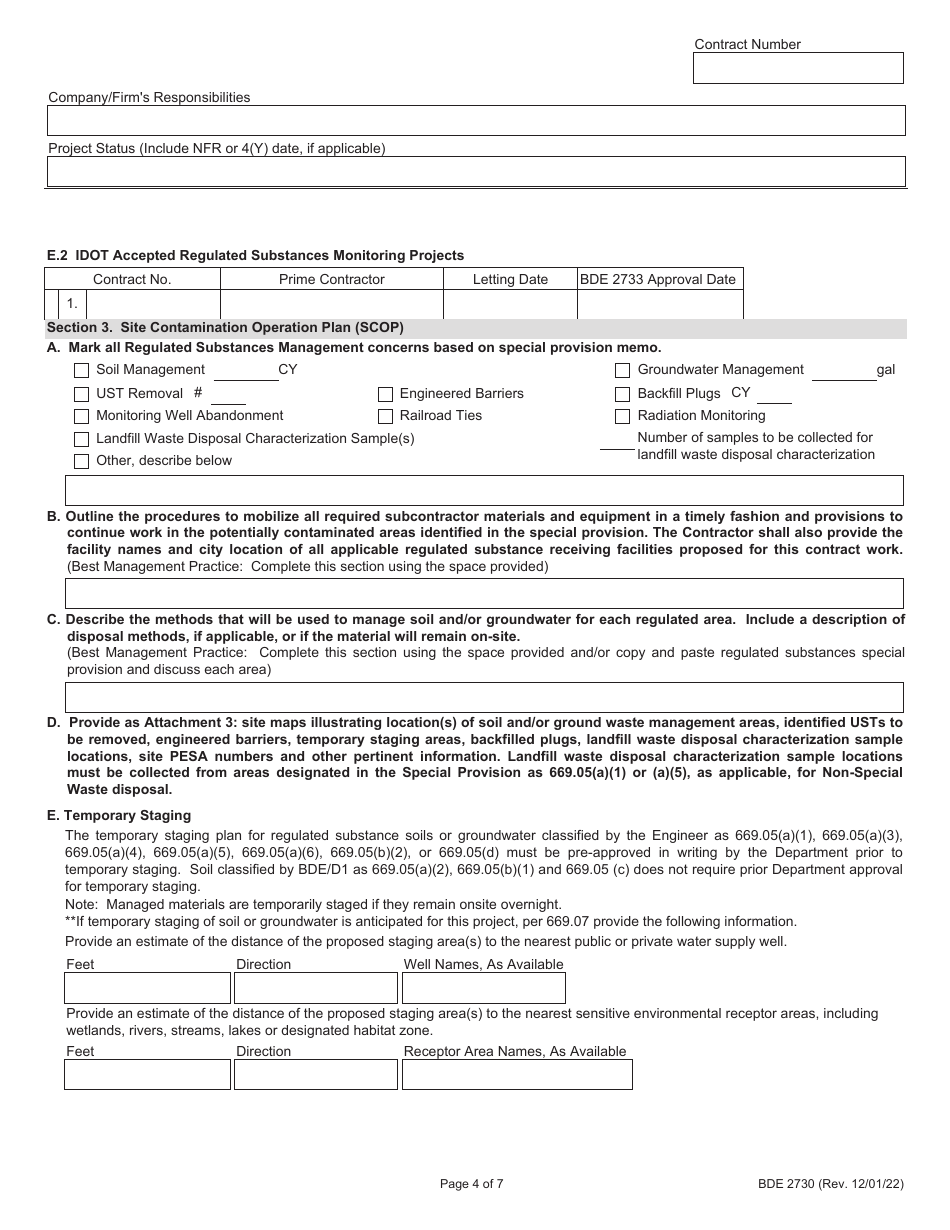 Form BDE2730 Regulated Substances Pre-construction Plan (Rspcp) - Illinois, Page 4