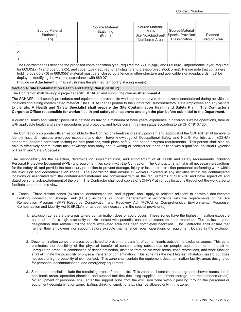Form BDE2730 Regulated Substances Pre-construction Plan (Rspcp) - Illinois, Page 5