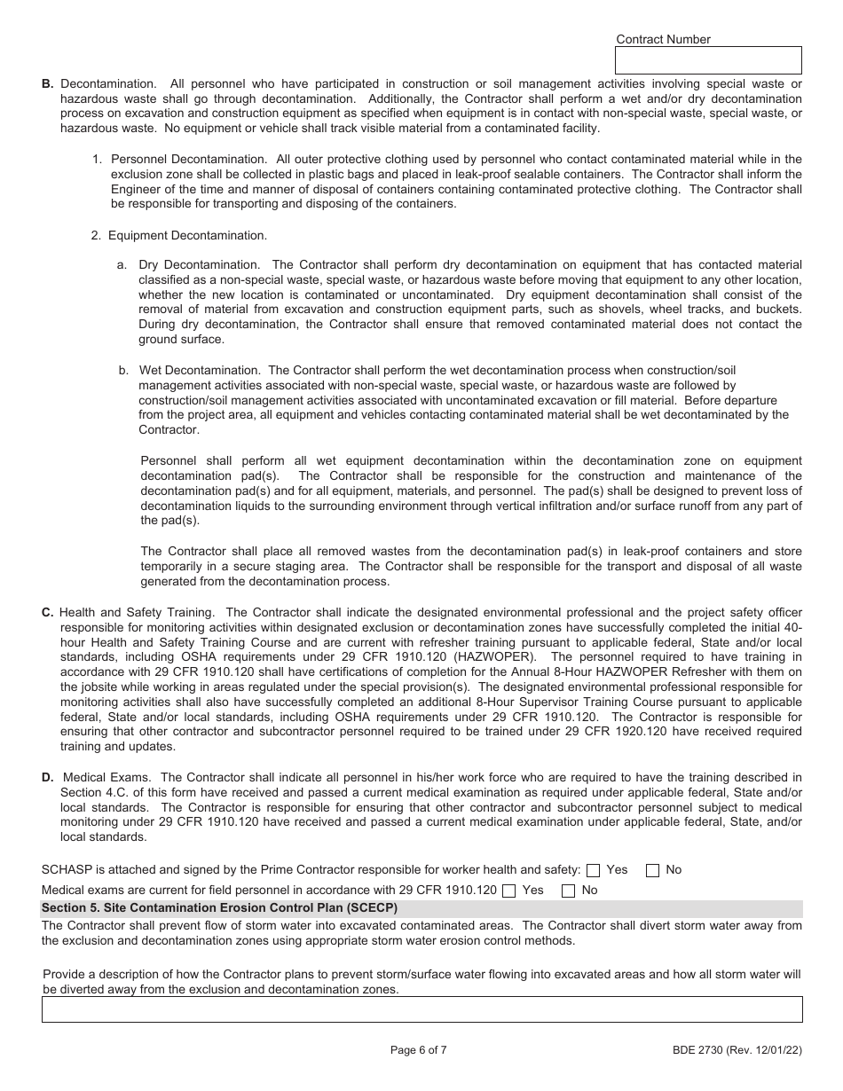 Form BDE2730 Regulated Substances Pre-construction Plan (Rspcp) - Illinois, Page 6