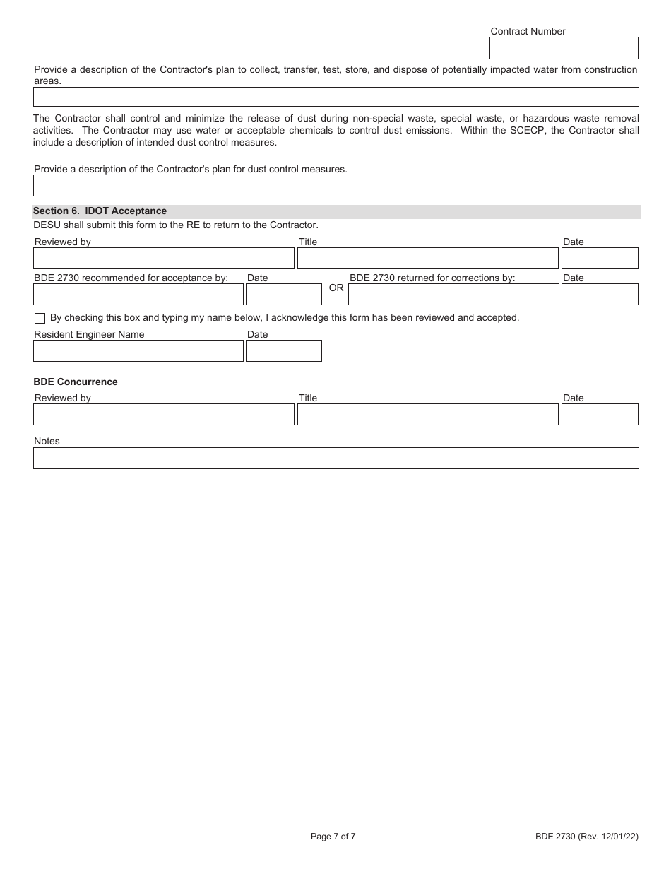 Form BDE2730 Regulated Substances Pre-construction Plan (Rspcp) - Illinois, Page 7