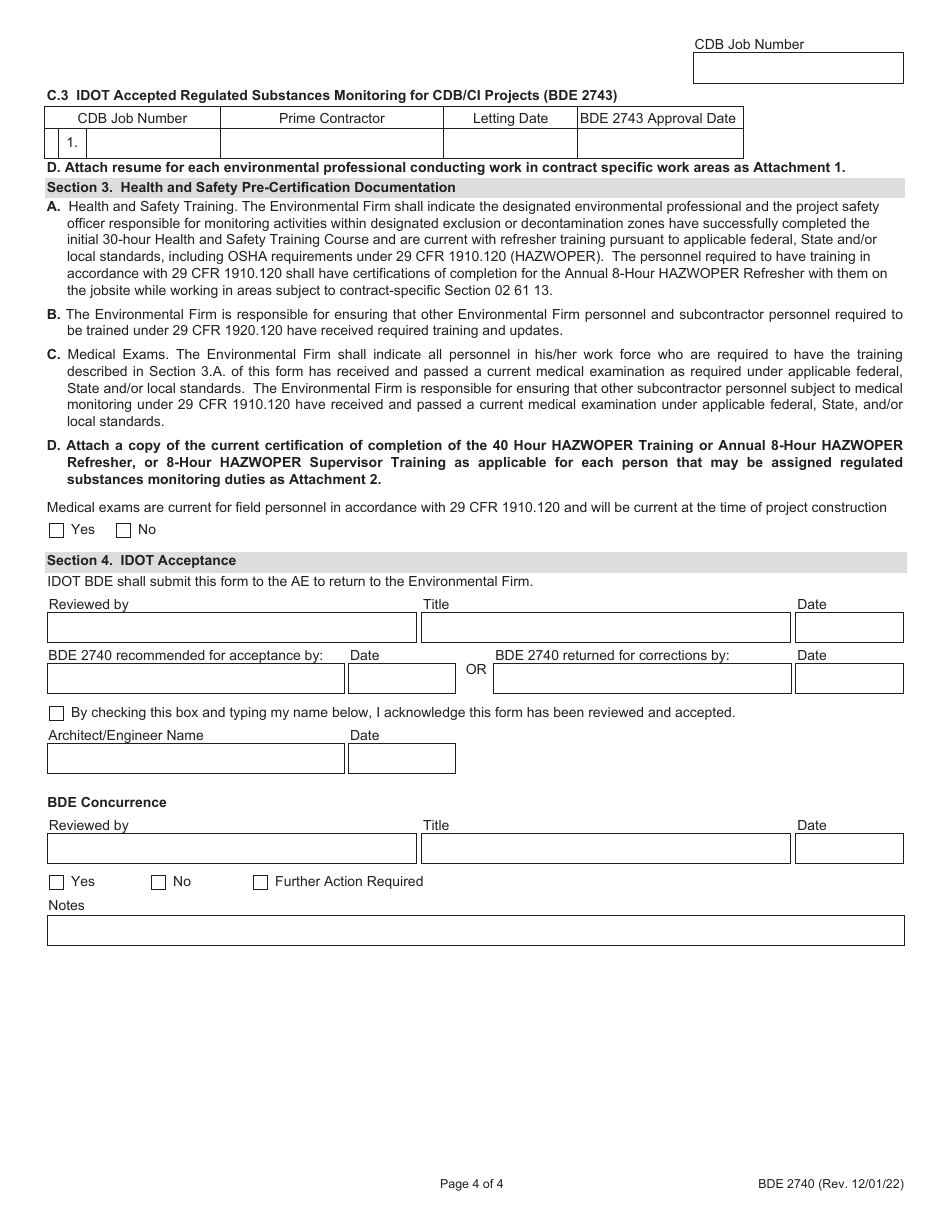 Form BDE2740 Regulated Substances Pre-certification - Project Experience for CDB / Ci Projects (Rspc-Pe) - Illinois, Page 4