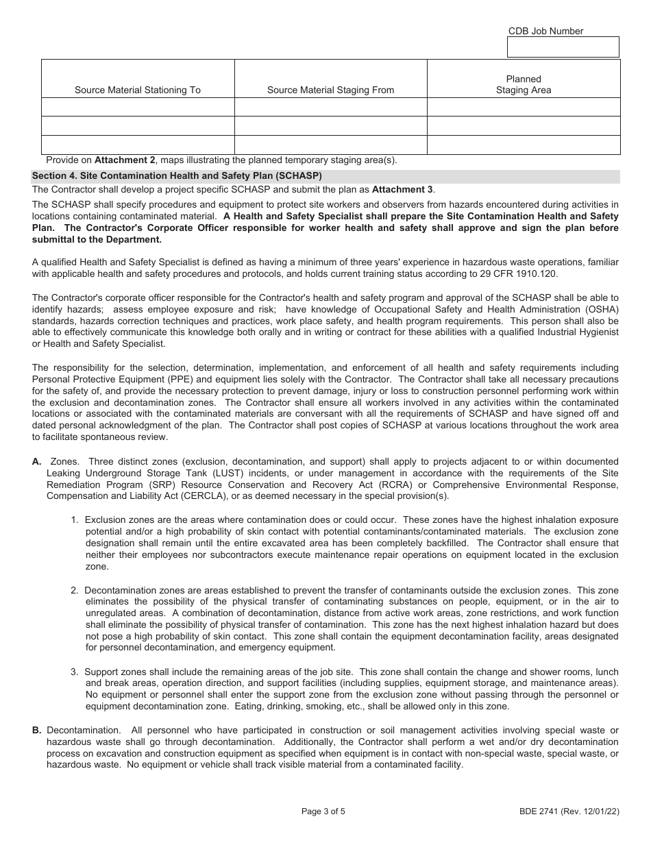 Form BDE2741 Regulated Substances Pre-construction Plan for CDB / Ci Projects (Rspcp-CDB / Ci) - Illinois, Page 3