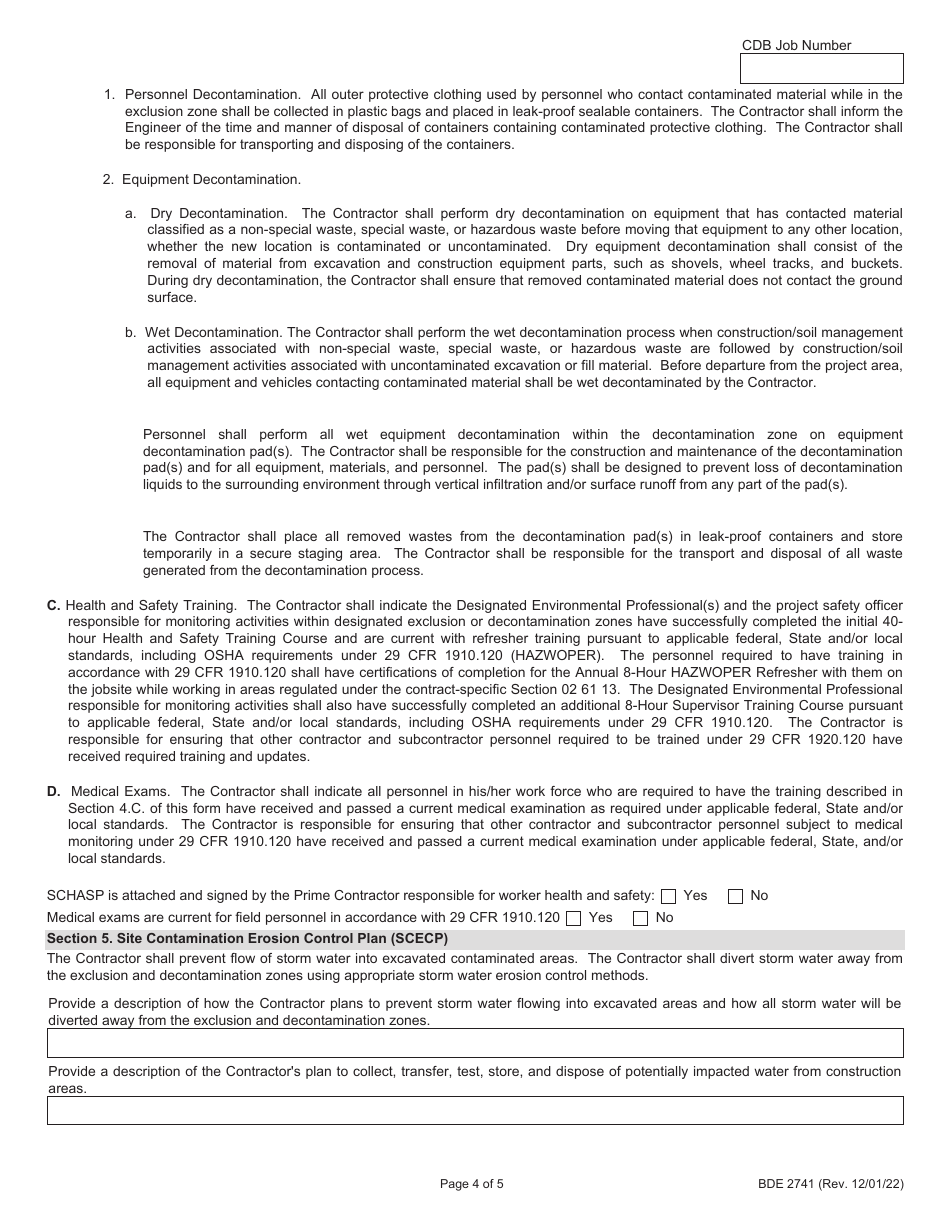 Form BDE2741 Regulated Substances Pre-construction Plan for CDB / Ci Projects (Rspcp-CDB / Ci) - Illinois, Page 4