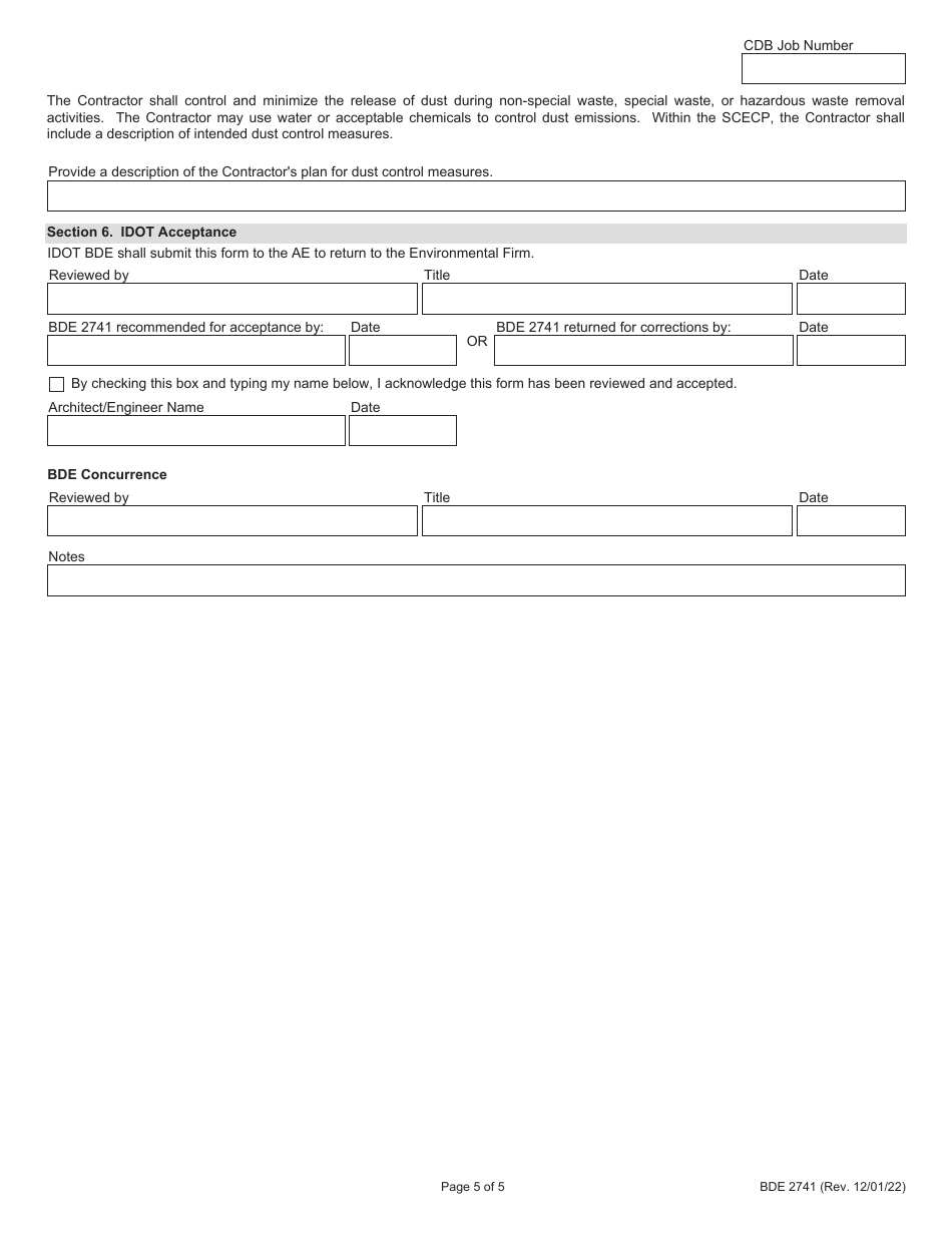Form BDE2741 Regulated Substances Pre-construction Plan for CDB / Ci Projects (Rspcp-CDB / Ci) - Illinois, Page 5