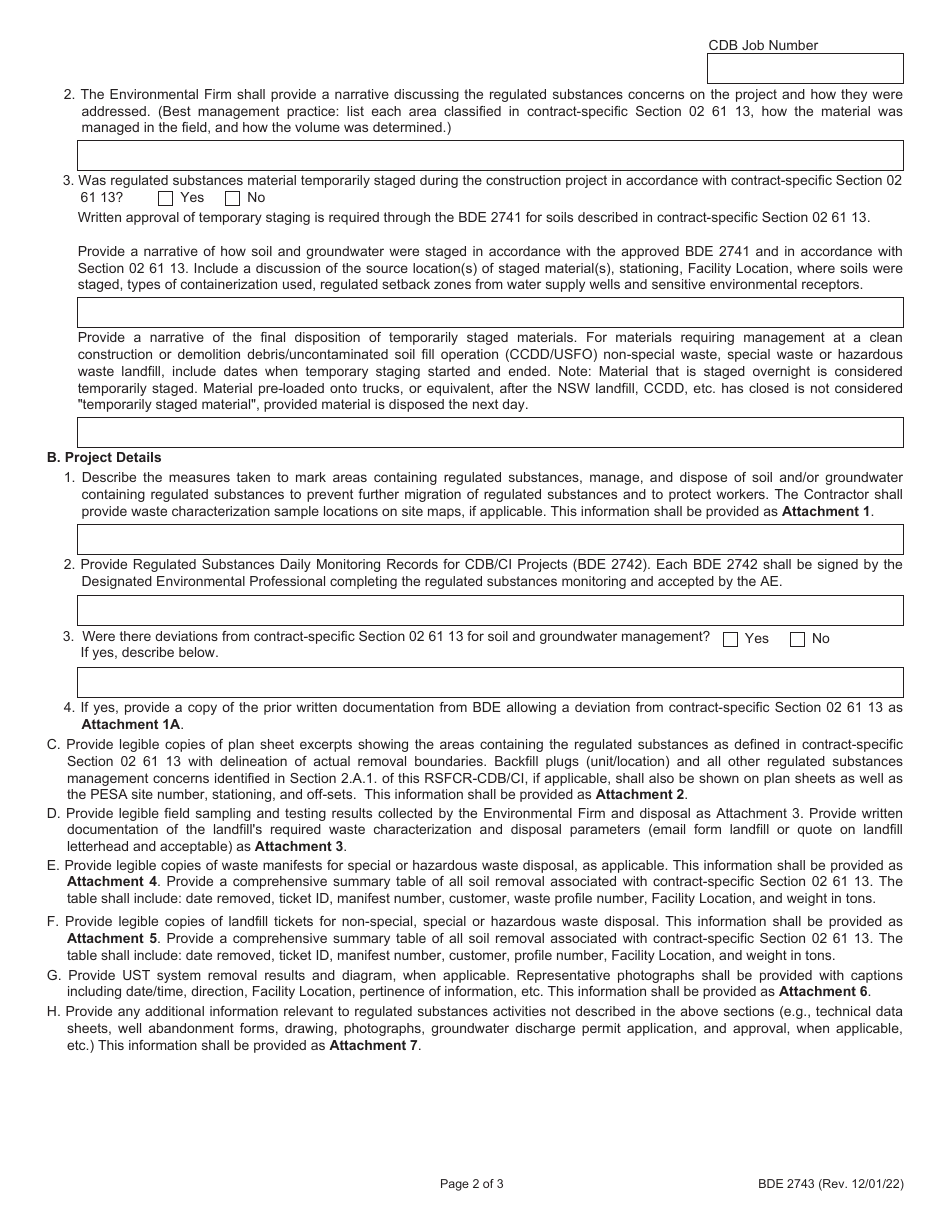 Form BDE2743 Regulated Substances Final Construction Report for CDB / Ci Projects (Rsfcr-CDB / Ci) - Illinois, Page 2