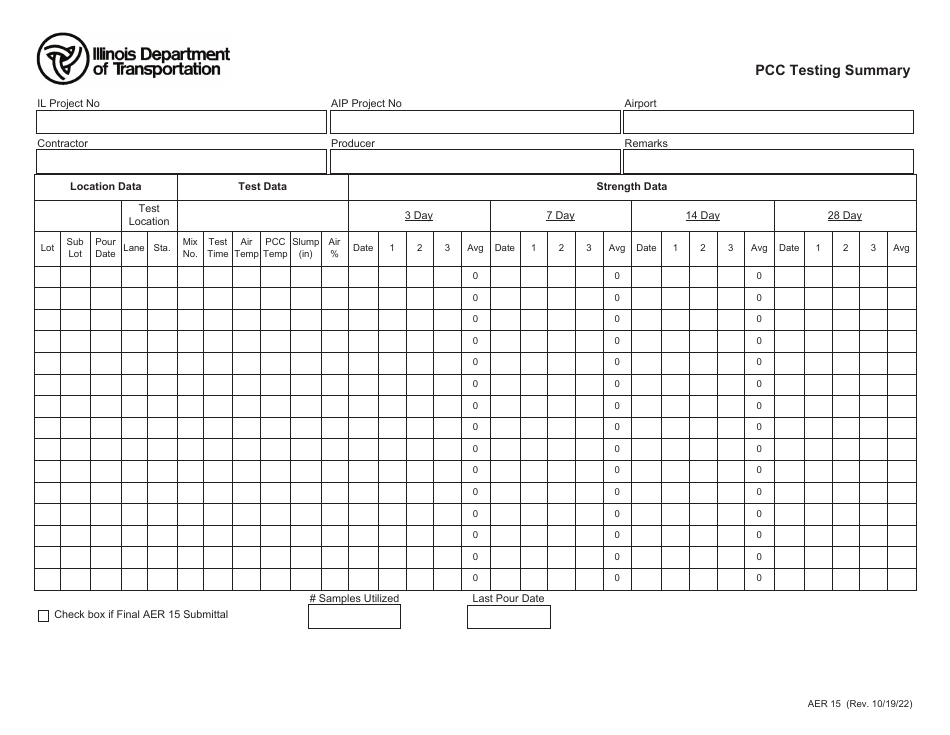 Form AER15 Pcc Testing Summary - Illinois, Page 1