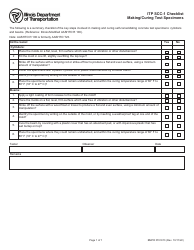 Document preview: Form BMPR PCCX13 Itp Scc-1 Checklist Making/Curing Test Specimens - Illinois