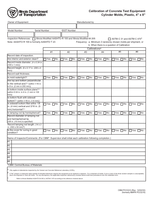 Form CBM PCCQ10  Printable Pdf