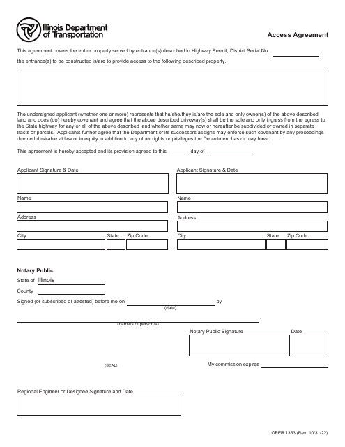 Form OPER1363 Access Agreement - Illinois